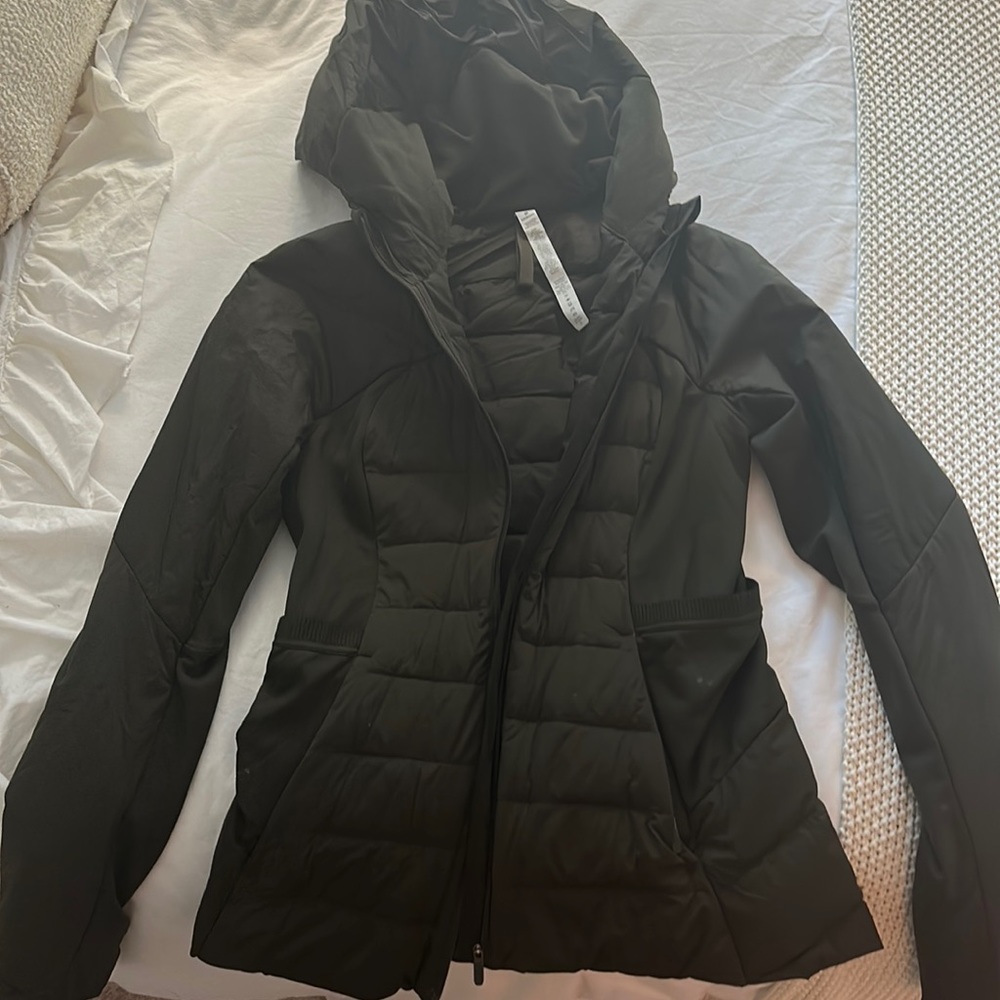 Lululemon Down For It All Jacket in Dark Olive